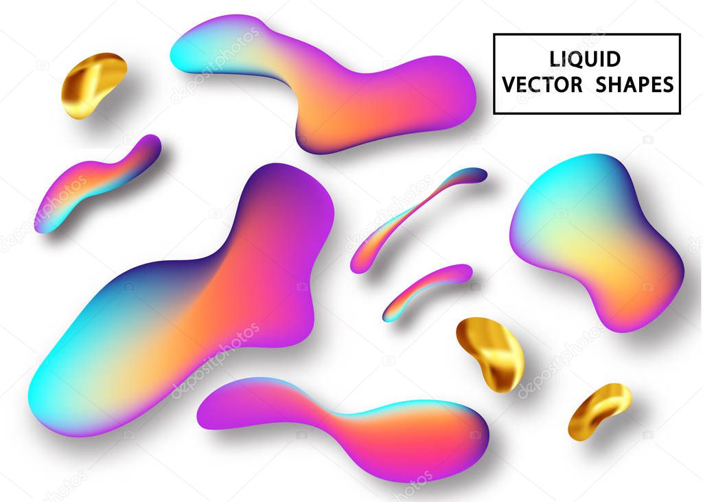 Fluid shape layout isolated template. Fluid gradient elements. Colorful abstract shapes. Futuristic trendy dynamic elements. Liquid gradient elements for minimal banner, logo, social post