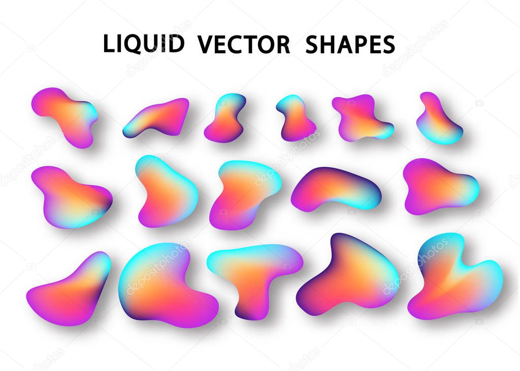 Fluid shape layout isolated template. Fluid gradient elements. Colorful abstract shapes. Futuristic trendy dynamic elements. Liquid gradient elements for minimal banner, logo, social post