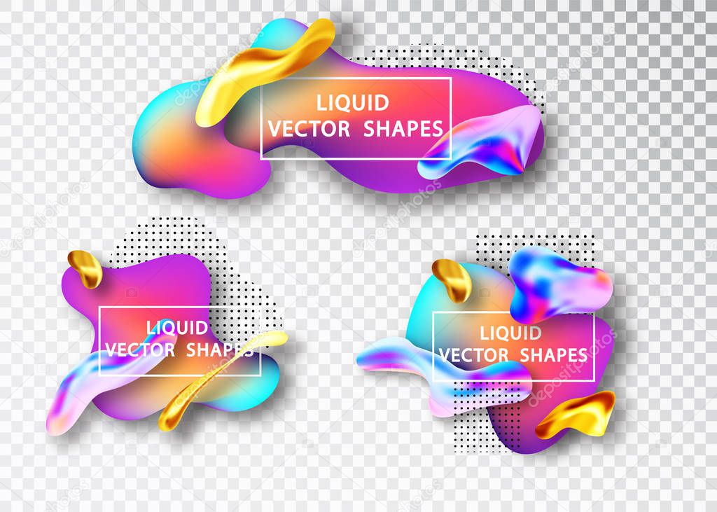 Fluid shape layout isolated template set. Template for the design of a logo, flyer or presentation. Fluid gradient elements. Colorful abstract shapes Liquid gradient elements.