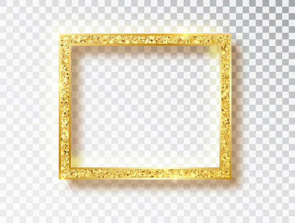 Guld blankt glödande ram. Vector guld banners med plats för inskriptioner isolerad på transparent bakgrund. Gyllene lyx. Realistisk 3d-design. Vektor objekt 10 eps — Stock vektor