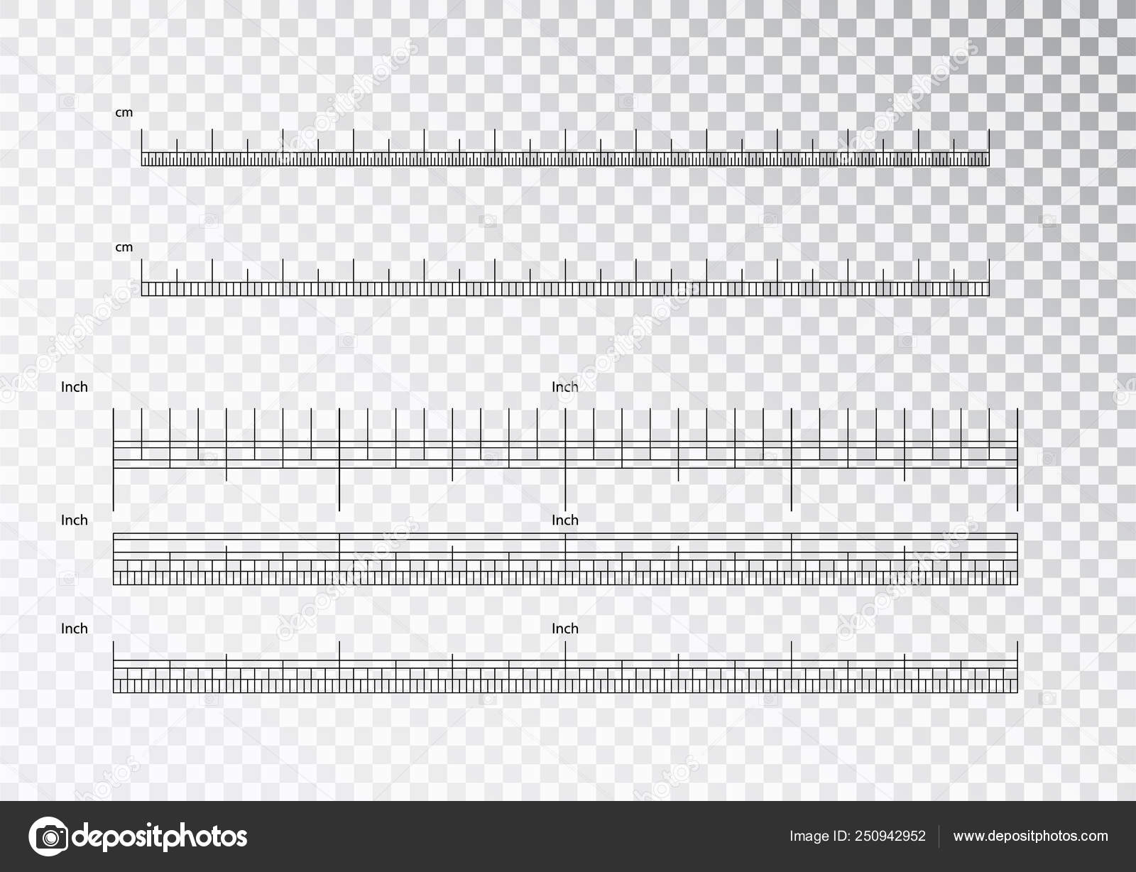 Inch and metric rulers set. Centimeters and inches measuring scale cm  metrics indicator. Precision measurement centimeter icon tools of measure  size indication ruler tools. Stock Vector