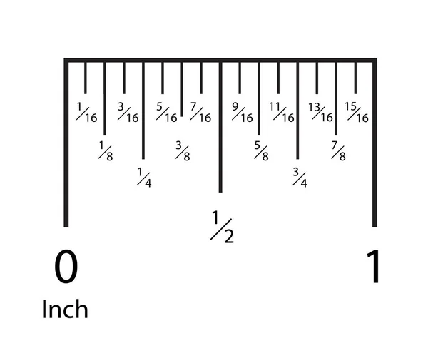 Governatori in pollici. Indicatore in pollici della scala di misura. Strumenti di misurazione di precisione centimetro icona di strumenti di misura dimensione righello di indicazione. Vettore isolato . — Vettoriale Stock