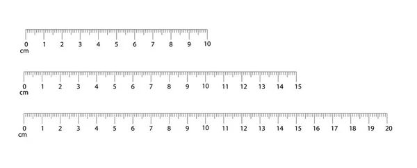 Governantes Polegada e réguas métricas. Ferramenta de medição. Centímetros e polegadas medindo indicador métricas escala cm. Escala para uma régua em polegadas e centímetros. Escalas de medição . —  Vetores de Stock