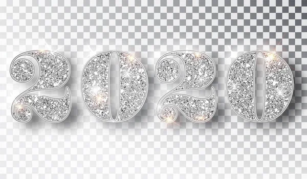 2020 glitter typography design template. Silver sparkling Numbers Design of greeting card of Happy new year design. Silver Shining Pattern. Happy New Year Banner with 2020 Numbers. Vector illustration — Stock Vector