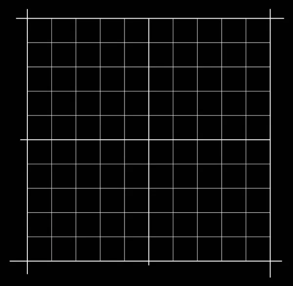 Measured grid. Graph plotting grid. Corner ruler with measurement isolated on the black background. Vector graph paper template background. — Stock Vector