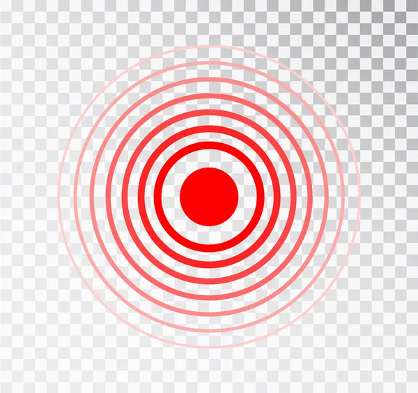 Pain circle red icon for medical painkiller drug medicine. Vector red circles target spot symbol for pill medication design template of body or muscular joint pain and head ache analgetic remedy.