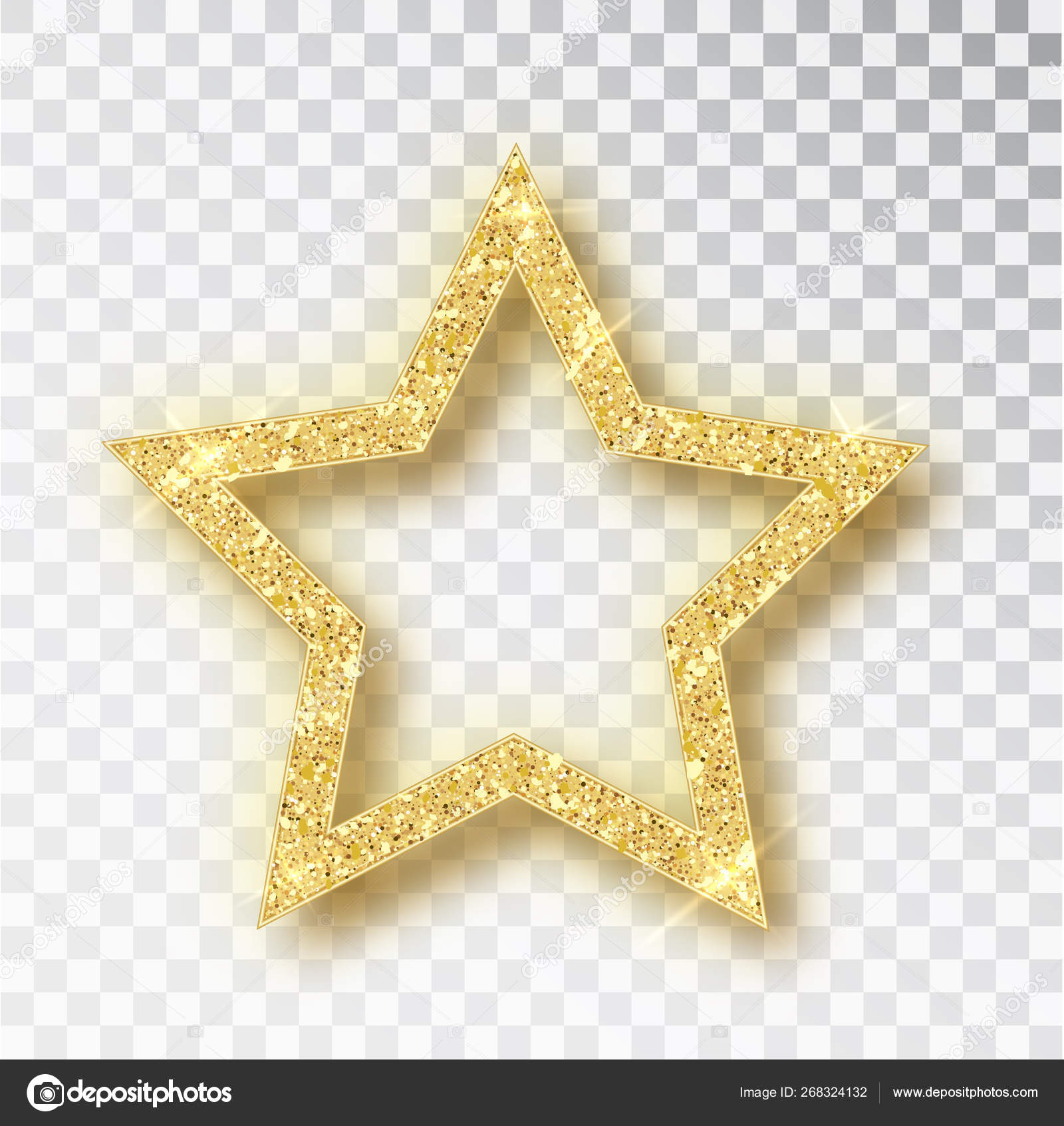 Gold glitter vector star. Golden sparkle luxury design element. Vector