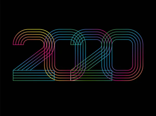 2020 frohes neues Jahr. Zahlen minimalistischen Stil. Vektorlineare Zahlen. Gestaltung der Grußkarte. Vektorillustration — Stockvektor