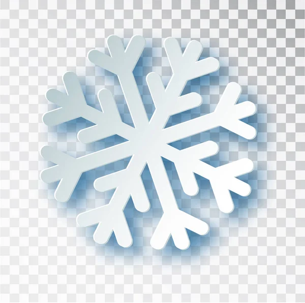 Copo de nieve de corte de papel con sombra aislada sobre fondo transparente. Plantilla de diseño de Navidad y Año Nuevo, maqueta. Medias decoraciones de Navidad . — Vector de stock