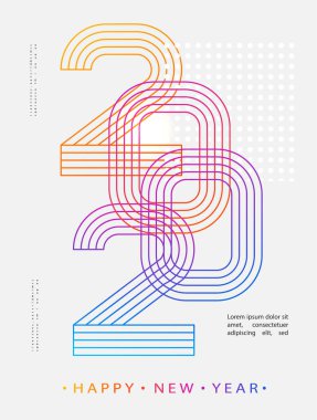 2020 Modern Tasarım. 2020 Mutlu yıllar. Sayılar minimalist tarzda. Vektör doğrusal sayılar. Tebrik kartı tasarımı. Vektör illüstrasyonu
