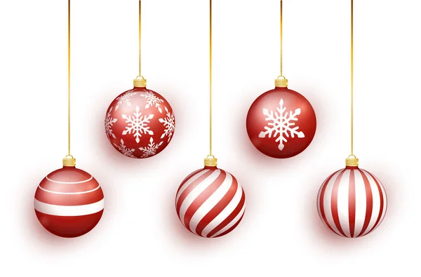 Juego de juguetes árbol de Navidad rojo aislado sobre fondo blanco. Medias decoraciones navideñas. Objeto vectorial para diseño navideño, maqueta. Objeto realista vectorial Ilustración . — Archivo Imágenes Vectoriales