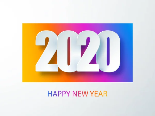 快乐2020新年彩旗为您的季节性假日传单纸风格. 2020年商业日志封面，有愿望。 问候语和邀请函、圣诞主题贺词和卡片 — 图库矢量图片