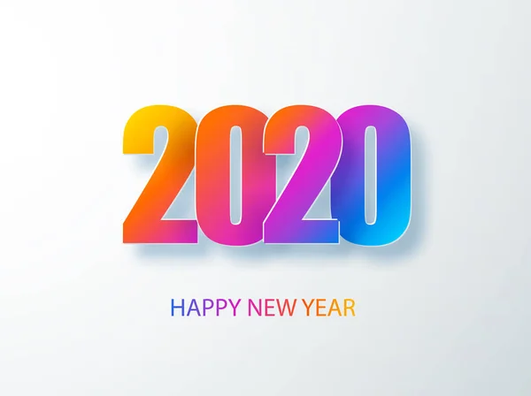 2020年快乐新年彩旗为纸质风格. 2020年现代文字矢量设计为您的季节性假日传单，问候和邀请，圣诞主题祝贺和卡片。 B.病媒 — 图库矢量图片