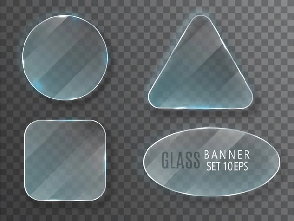 Glass transparent banners set. Vector glass plates with a place for inscriptions isolated on transparent background. Flat glass. Realistic 3D design. Vector transparent object 10 eps