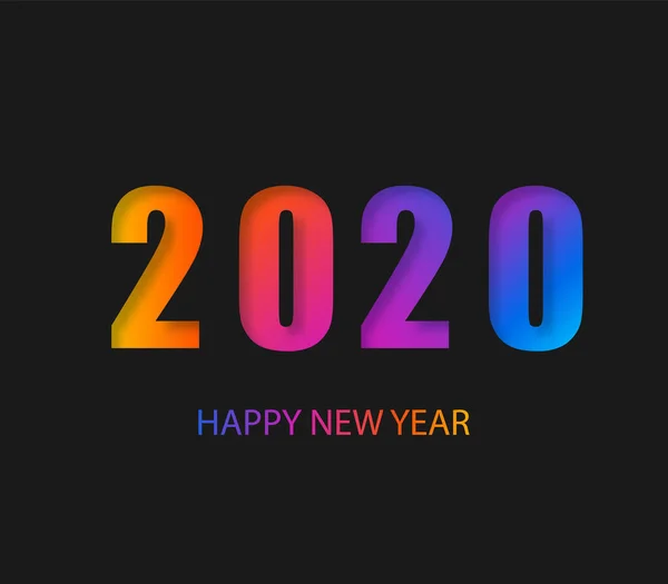 2020 Feliz Año Nuevo Fondo Oscuro con composición de degradado colorido. Ilustración creativa de moda de vacaciones. Diseño moderno 2020 . — Vector de stock