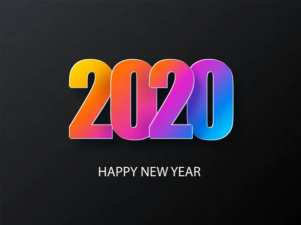 2020快乐新年黑暗背景与五彩缤纷的梯度作文. 富有创意的节日插图. 2020现代设计. — 图库矢量图片