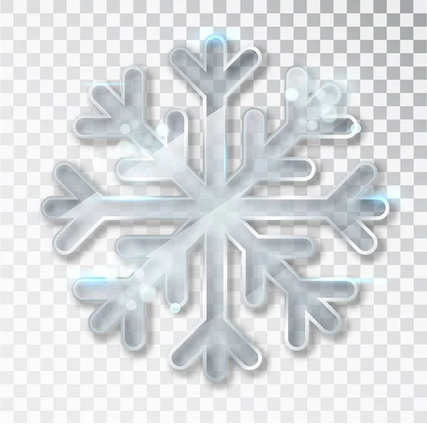 Snowflake transparent with shadow isolated on background. Christmas and New Year s design template, mockup. Stocking Christmas decorations. — Stock Vector
