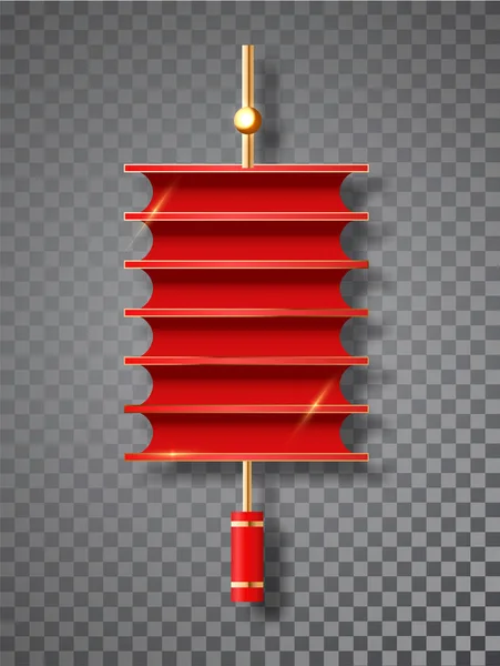Lanternas chinesas ou luzes de papel, vetor isolado em fundo branco. Chinês, japonês, ano novo asiático tradicional lanternas de papel vermelho. Vetor realista . — Vetor de Stock