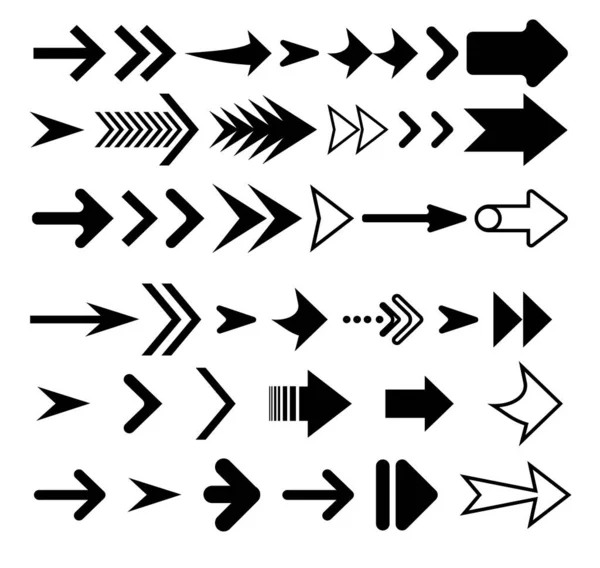 Arrows Vector Collection schwarze Farbe. Pfeil-Symbol. Sammlung von Konzeptpfeilen für Webdesign, mobile Apps, Schnittstelle und mehr — Stockvektor
