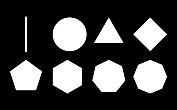 Formas de polígono branco com diferentes lados conjunto vetorial. Várias formas de padrão com fundo branco isolado — Vetor de Stock