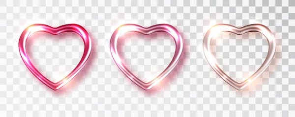 Los corazones establecen tonos de color rosa para el diseño del día de San Valentín fondo aislado un fondo transparente. Decoración realista. Ilustración vectorial. Concepto de amor — Vector de stock