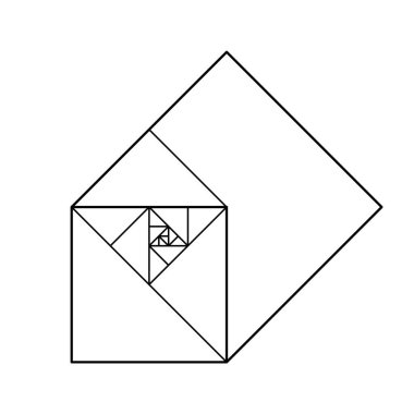 Altın oranda kareler. Minimalist stil tasarımı. Altın oran. Geometrik şekiller. Fütürist tasarım. Logo. Vektör simgesi. Soyut vektör arkaplanı