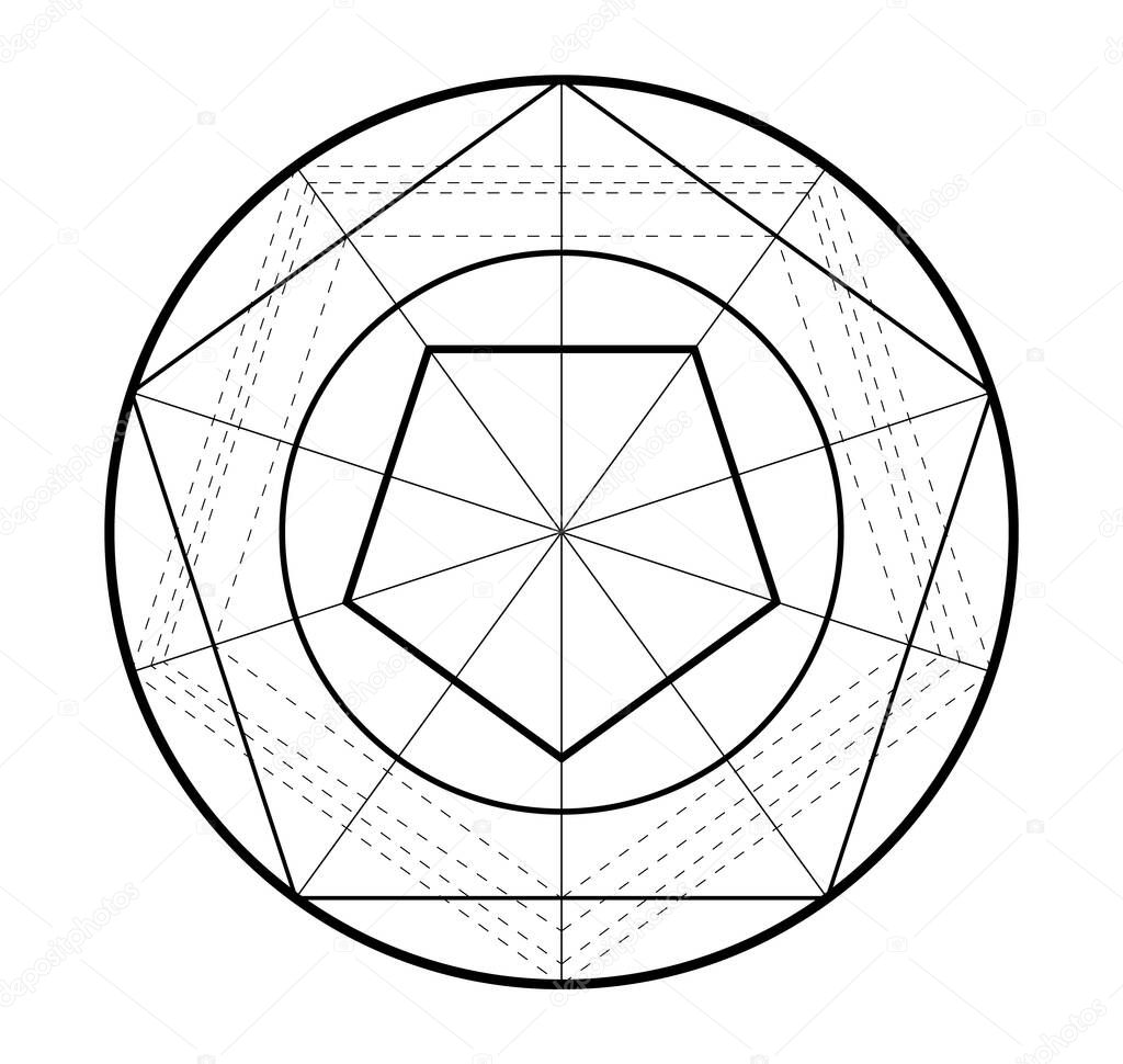 Minimalistic style design. Golden ratio. Geometric shapes. Logo. Vector icon. Abstract vector background