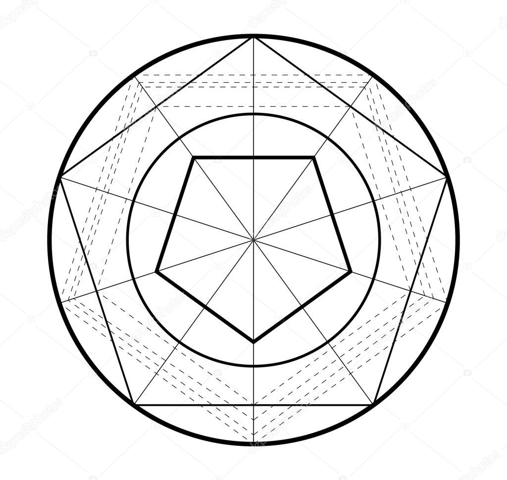 Minimalistic style design. Golden ratio. Geometric shapes. Logo. Vector icon. Abstract vector background.