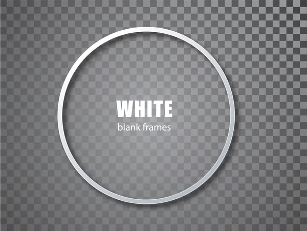 Witte cirkel lege fotolijsten. Leeg frame wit model template geïsoleerd op transparante achtergrond — Stockvector
