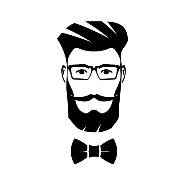 Hipster met bril en vlinderdas — Stockvector