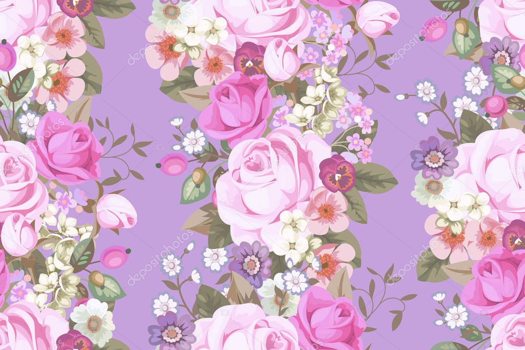 Seamless pattern with country roses