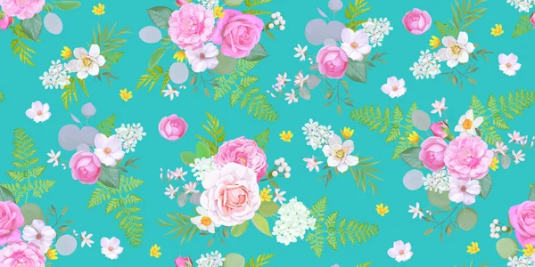 Patrón Sin Costura Floral Con Rosas — Foto de Stock