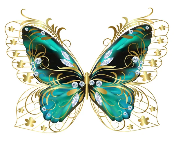 Schmuck Schmetterling Mit Bunten Flügeln — Stockvektor