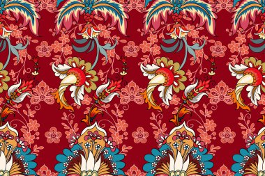  Paisley ve dantel elemanları ile Seamless modeli