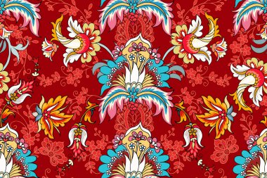  Paisley ve dantel elemanları ile Seamless modeli