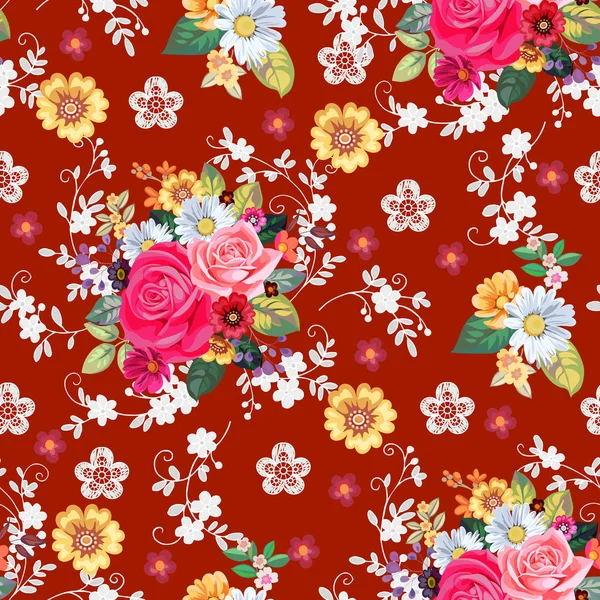 Model Floral Fără Sudură Dantelă — Vector de stoc