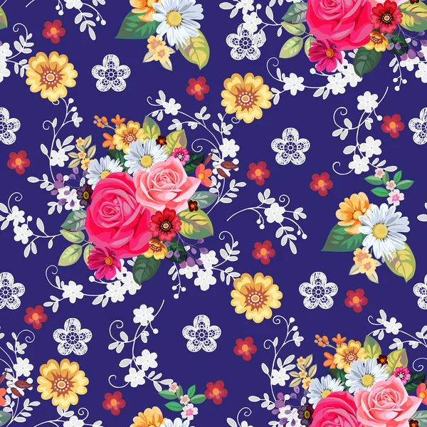 Motif Floral Sans Couture Avec Dentelle — Image vectorielle