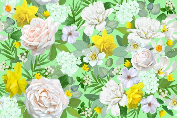 Patrón Sin Costura Con Motivo Floral Primavera — Archivo Imágenes Vectoriales