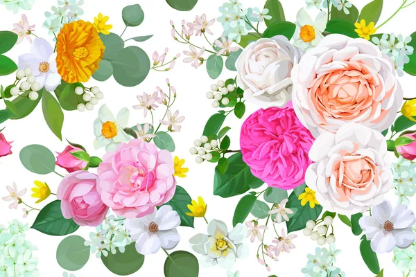 Primavera Floral Patrón Sin Costura — Archivo Imágenes Vectoriales