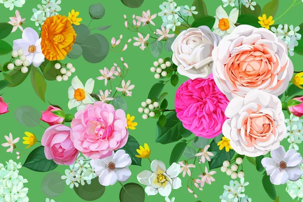 Primavera Floral Patrón Sin Costura — Archivo Imágenes Vectoriales