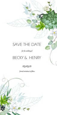  Düğün davetiyesi ile foliag