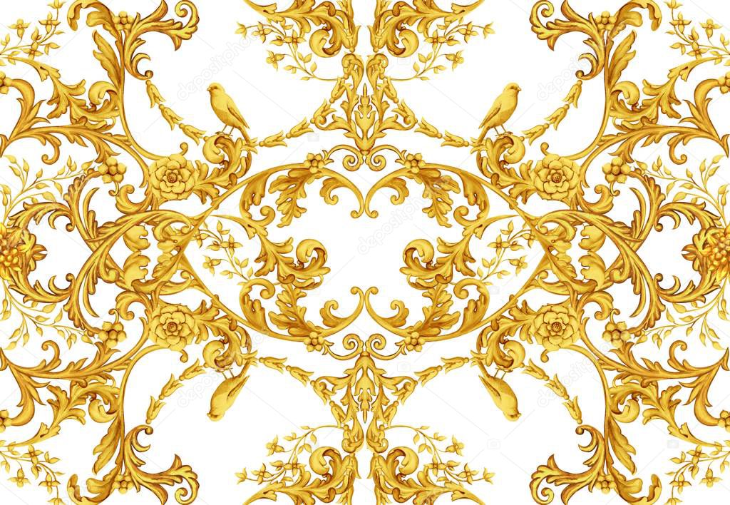  Golden baroque decorative composition