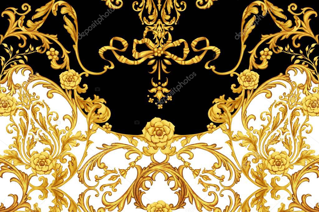  Golden baroque decorative composition