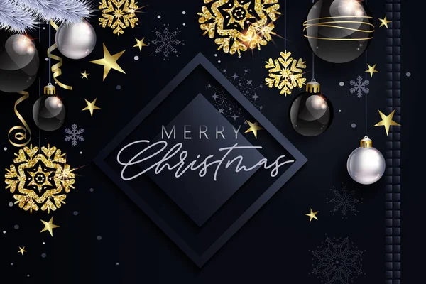 Glam Navidad Con Bolas Blancas Negras — Vector de stock
