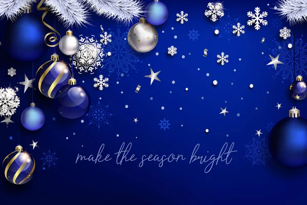 Composición Moderna Navidad Azul — Vector de stock