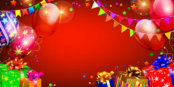 Joyful birthday background with balloons