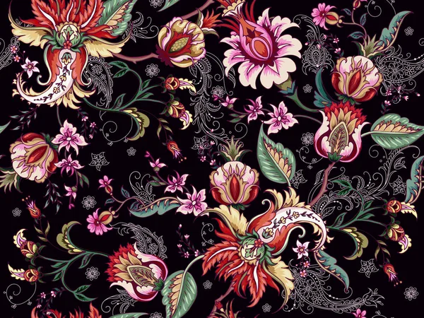 Fantaisie Tropicale Motif Floral Sans Couture — Image vectorielle