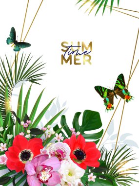 Çiçekli tropikal tebrik kartı