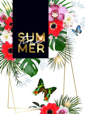 Çiçekli tropikal tebrik kartı