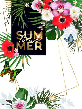 Çiçekli tropikal tebrik kartı